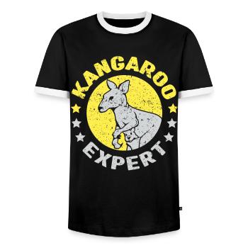 Kangaroo Expert Animal Kangaroos Lover - Men's Ringer Shirt - black/white - Front - AI Model Female 172 light (172cm) & AI Model Male 178 light (178cm)