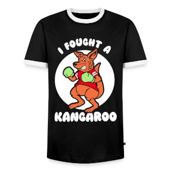 I fought with a kangaroo kangaroo animal - Men's Ringer Shirt - black/white - Front - AI Model Female 172 light (172cm) & AI Model Male 178 light (178cm)