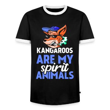 Kangaroos are my favorite animals animal kangaroo - Men's Ringer Shirt - black/white - Front - AI Model Female 172 light (172cm) & AI Model Male 178 light (178cm)