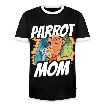 Perroquet Mama Animal mignon Perroquet - T-shirt contrasté Homme - noir/blanc - Devant - AI Model Female 172 light (172cm) & AI Model Male 178 light (178cm)
