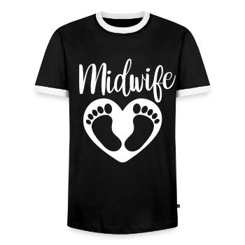Hebamme Sprüche Beruf Hebammen Geburtshilfe - Männer Kontrast-T-Shirt - Schwarz/Weiß - Vorne - AI Model Female 172 light (172cm) & AI Model Male 178 light (178cm)