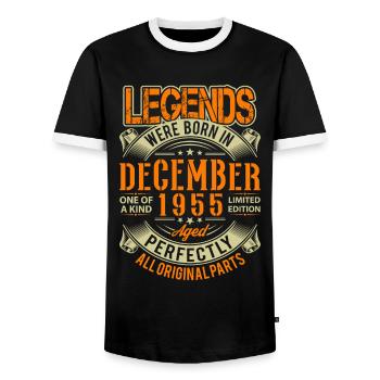 1955 Décembre Birthday Legend - T-shirt contrasté Homme - noir/blanc - Devant - AI Model Female 172 light (172cm) & AI Model Male 178 light (178cm)