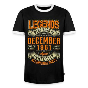 1961 Décembre Birthday Legend - T-shirt contrasté Homme - noir/blanc - Devant - AI Model Female 172 light (172cm) & AI Model Male 178 light (178cm)