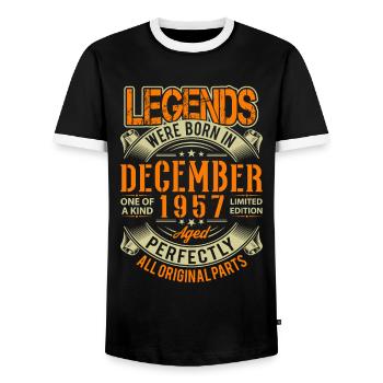 1957 Décembre Birthday Legend - T-shirt contrasté Homme - noir/blanc - Devant - AI Model Female 172 light (172cm) & AI Model Male 178 light (178cm)