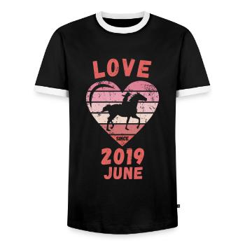 Love Horse Riding Birthday June 2019 - Men's Ringer Shirt - black/white - Front - AI Model Female 172 light (172cm) & AI Model Male 178 light (178cm)