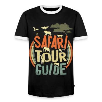 Guide touristique Safari - T-shirt contrasté Homme - noir/blanc - Devant - AI Model Female 172 light (172cm) & AI Model Male 178 light (178cm)
