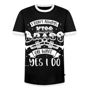 Trumpeter Trumpet Instrument Brass Music - Men's Ringer Shirt - black/white - Front - AI Model Female 172 light (172cm) & AI Model Male 178 light (178cm)