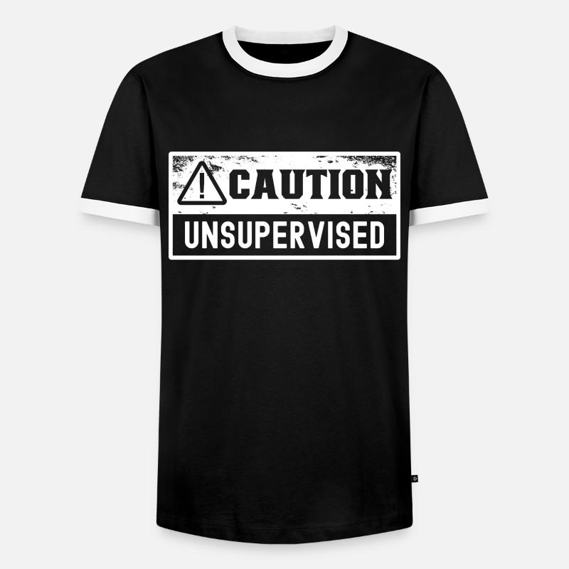 Caution Unattended Unsupervised Sarcastic - Men's Ringer Shirt - black/white