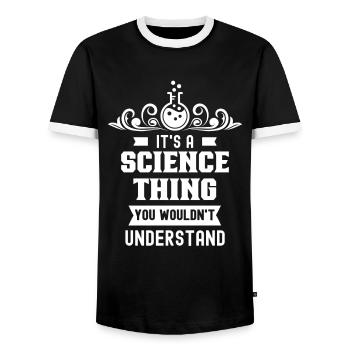 Est-ce une chose scientifique que vous ne comprendriez pas - T-shirt contrasté Homme - noir/blanc - Devant - AI Model Female 172 light (172cm) & AI Model Male 178 light (178cm)