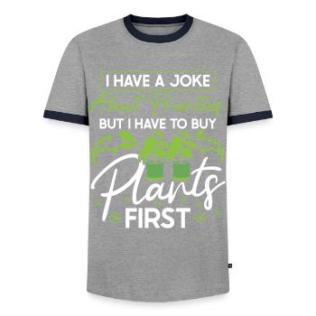 Amoureux des plantes Jardinage Jardiniers - T-shirt contrasté Homme - gris/marine  - Devant - AI Model Female 172 light (172cm) & AI Model Male 178 light (178cm)