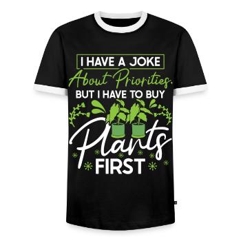 Plant Lovers Gardening Garden Gardeners - Men's Ringer Shirt - black/white - Front - AI Model Female 172 light (172cm) & AI Model Male 178 light (178cm)