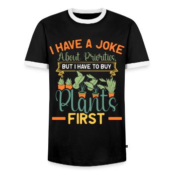 Plant Lovers Gardening Garden Gardeners - Men's Ringer Shirt - black/white - Front - AI Model Female 172 light (172cm) & AI Model Male 178 light (178cm)