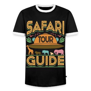 Guide touristique Safari - T-shirt contrasté Homme - noir/blanc - Devant - AI Model Female 172 light (172cm) & AI Model Male 178 light (178cm)