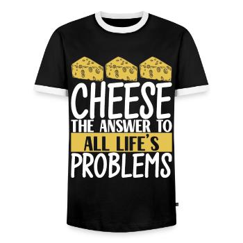 Cheese lovers Gouda cheese - Men's Ringer Shirt - black/white - Front - AI Model Female 172 light (172cm) & AI Model Male 178 light (178cm)