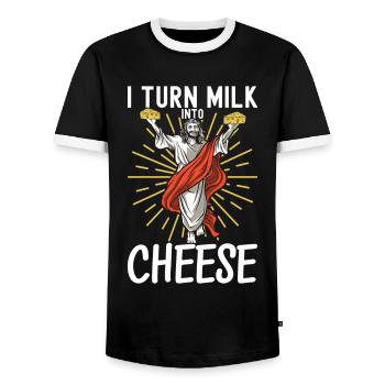 Cheese lovers Gouda cheese - Men's Ringer Shirt - black/white - Front - AI Model Female 172 light (172cm) & AI Model Male 178 light (178cm)