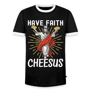 Cheese lovers Gouda cheese - Men's Ringer Shirt - black/white - Front - AI Model Female 172 light (172cm) & AI Model Male 178 light (178cm)