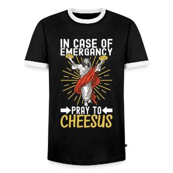 Cheese lovers Gouda cheese - Men's Ringer Shirt - black/white - Front - AI Model Female 172 light (172cm) & AI Model Male 178 light (178cm)
