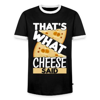 Cheese lovers Gouda cheese - Men's Ringer Shirt - black/white - Front - AI Model Female 172 light (172cm) & AI Model Male 178 light (178cm)