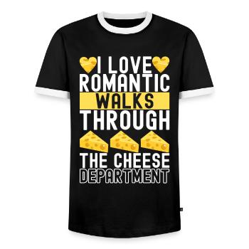 Cheese lovers Gouda cheese - Men's Ringer Shirt - black/white - Front - AI Model Female 172 light (172cm) & AI Model Male 178 light (178cm)