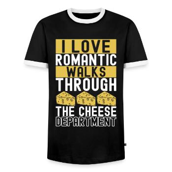 Cheese lovers Gouda cheese - Men's Ringer Shirt - black/white - Front - AI Model Female 172 light (172cm) & AI Model Male 178 light (178cm)
