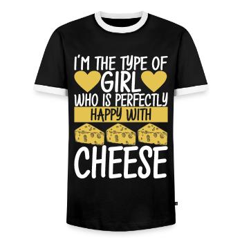 Cheese lovers Gouda cheese - Men's Ringer Shirt - black/white - Front - AI Model Female 172 light (172cm) & AI Model Male 178 light (178cm)