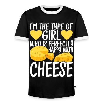 Cheese lovers Gouda cheese - Men's Ringer Shirt - black/white - Front - AI Model Female 172 light (172cm) & AI Model Male 178 light (178cm)