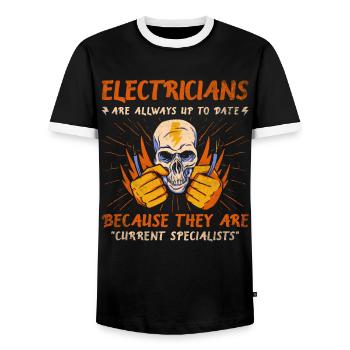Les électriciens sont toujours à jour Elektriker - T-shirt contrasté Homme - noir/blanc - Devant - AI Model Female 172 light (172cm) & AI Model Male 178 light (178cm)