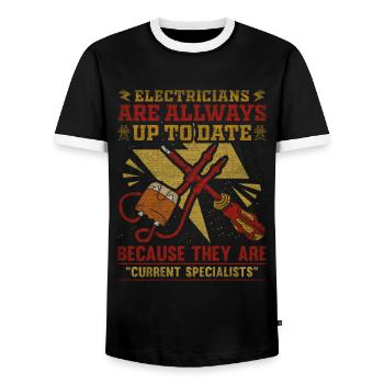 Les électriciens sont toujours à jour Elektriker - T-shirt contrasté Homme - noir/blanc - Devant - AI Model Female 172 light (172cm) & AI Model Male 178 light (178cm)
