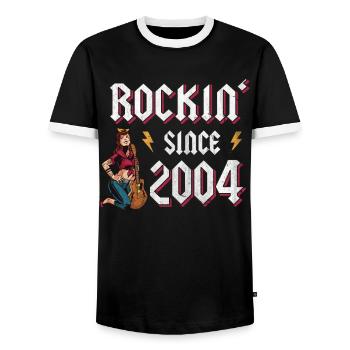 Rockin Since 2004 Rockmusik Fan 18. Geburtstag - Männer Kontrast-T-Shirt - Schwarz/Weiß - Vorne - AI Model Female 172 light (172cm) & AI Model Male 178 light (178cm)