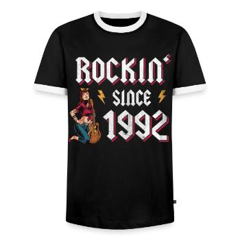 Rockin Since 1992 Rockmusik Fan 30. Geburtstag - Männer Kontrast-T-Shirt - Schwarz/Weiß - Vorne - AI Model Female 172 light (172cm) & AI Model Male 178 light (178cm)