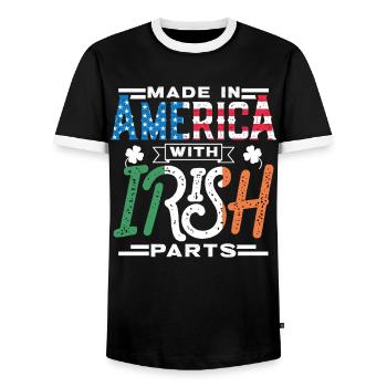 Made in America with Irish parts - Men's Ringer Shirt - black/white - Front - AI Model Female 172 light (172cm) & AI Model Male 178 light (178cm)
