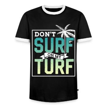 Surf Nicht In Meinem Revier Surfing Surfer - Männer Kontrast-T-Shirt - Schwarz/Weiß - Vorne - AI Model Female 172 light (172cm) & AI Model Male 178 light (178cm)