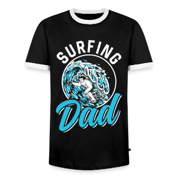 Surfender Vater Surfer Surfing Surfbrett Surfen - Männer Kontrast-T-Shirt - Schwarz/Weiß - Vorne - AI Model Female 172 light (172cm) & AI Model Male 178 light (178cm)