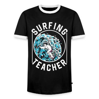 Moniteur de surf Surfer Surfer Planche de surf - T-shirt contrasté Homme - noir/blanc - Devant - AI Model Female 172 light (172cm) & AI Model Male 178 light (178cm)