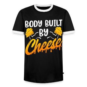 Body made of cheese love sweet sayings lovers - Men's Ringer Shirt - black/white - Front - AI Model Female 172 light (172cm) & AI Model Male 178 light (178cm)