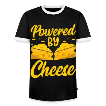 Angetrieben Von Käse Liebe Süß Liebhaber Sprüche - Männer Kontrast-T-Shirt - Schwarz/Weiß - Vorne - AI Model Female 172 light (172cm) & AI Model Male 178 light (178cm)