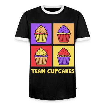 Team Cupcakes Food Sweet Cupcake Lovers - Men's Ringer Shirt - black/white - Front - AI Model Female 172 light (172cm) & AI Model Male 178 light (178cm)
