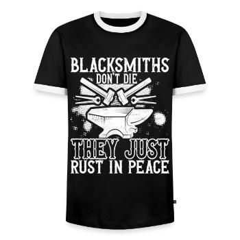 Blacksmith Forging Anvil - Men's Ringer Shirt - black/white - Front - AI Model Female 172 light (172cm) & AI Model Male 178 light (178cm)