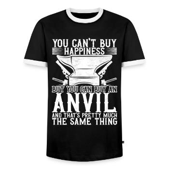 Blacksmith Forging Anvil - Men's Ringer Shirt - black/white - Front - AI Model Female 172 light (172cm) & AI Model Male 178 light (178cm)