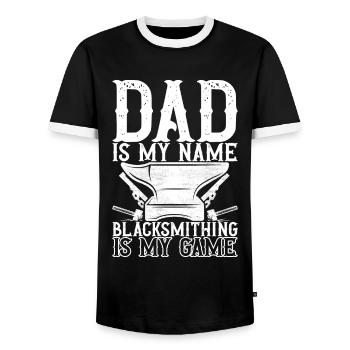 Blacksmith Forging Anvil - Men's Ringer Shirt - black/white - Front - AI Model Female 172 light (172cm) & AI Model Male 178 light (178cm)