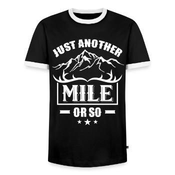 Hiking just a mile or so - Men's Ringer Shirt - black/white - Front - AI Model Female 172 light (172cm) & AI Model Male 178 light (178cm)