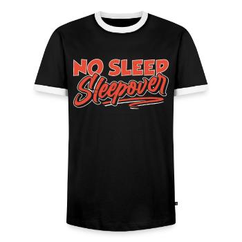 No sleep sleepover overnight stay - Men's Ringer Shirt - black/white - Front - AI Model Female 172 light (172cm) & AI Model Male 178 light (178cm)