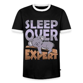 Experte Für Übernachtungen Übernachten Süß Party - Männer Kontrast-T-Shirt - Schwarz/Weiß - Vorne - AI Model Female 172 light (172cm) & AI Model Male 178 light (178cm)