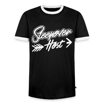 Hôtes pour la nuit Passez la nuit - T-shirt contrasté Homme - noir/blanc - Devant - AI Model Female 172 light (172cm) & AI Model Male 178 light (178cm)