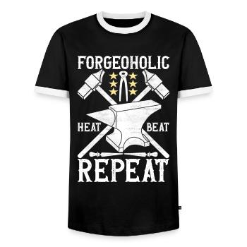 Blacksmith Forging Anvil - Men's Ringer Shirt - black/white - Front - AI Model Female 172 light (172cm) & AI Model Male 178 light (178cm)