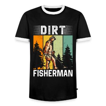 Dirt Fischer Metal Détection de la saleté Pêche - T-shirt contrasté Homme - noir/blanc - Devant - AI Model Female 172 light (172cm) & AI Model Male 178 light (178cm)