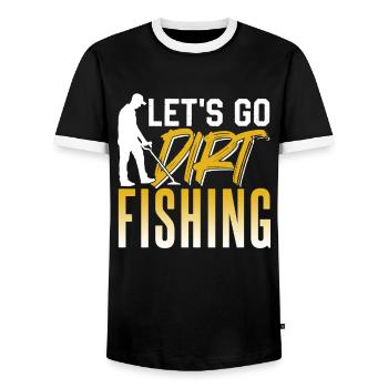 Allons à la pêche à la terre Détection de métaux - T-shirt contrasté Homme - noir/blanc - Devant - AI Model Female 172 light (172cm) & AI Model Male 178 light (178cm)