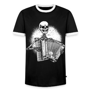 Skeleton Accordion Accordion Player Accordionist - Men's Ringer Shirt - black/white - Front - AI Model Female 172 light (172cm) & AI Model Male 178 light (178cm)