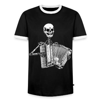 Skeleton Accordion Accordion Player Accordionist - Men's Ringer Shirt - black/white - Front - AI Model Female 172 light (172cm) & AI Model Male 178 light (178cm)