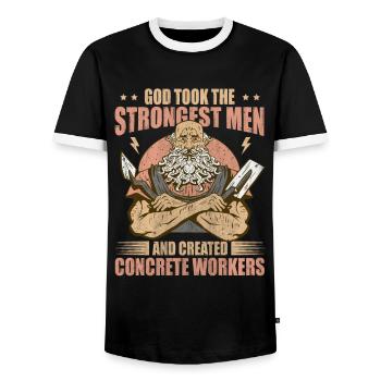 God took Stongest Created Concrete Workers US Flag - Männer Kontrast-T-Shirt - Schwarz/Weiß - Vorne - AI Model Female 172 light (172cm) & AI Model Male 178 light (178cm)